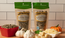 Load image into Gallery viewer, Garlic Parmesan No-Shell Pumpkin Seeds 12 Pak 3 oz bags
